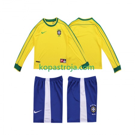 Billiga Fotbollströjor Brasilien Retro Barn Hemma tröja 1998 Långärmad